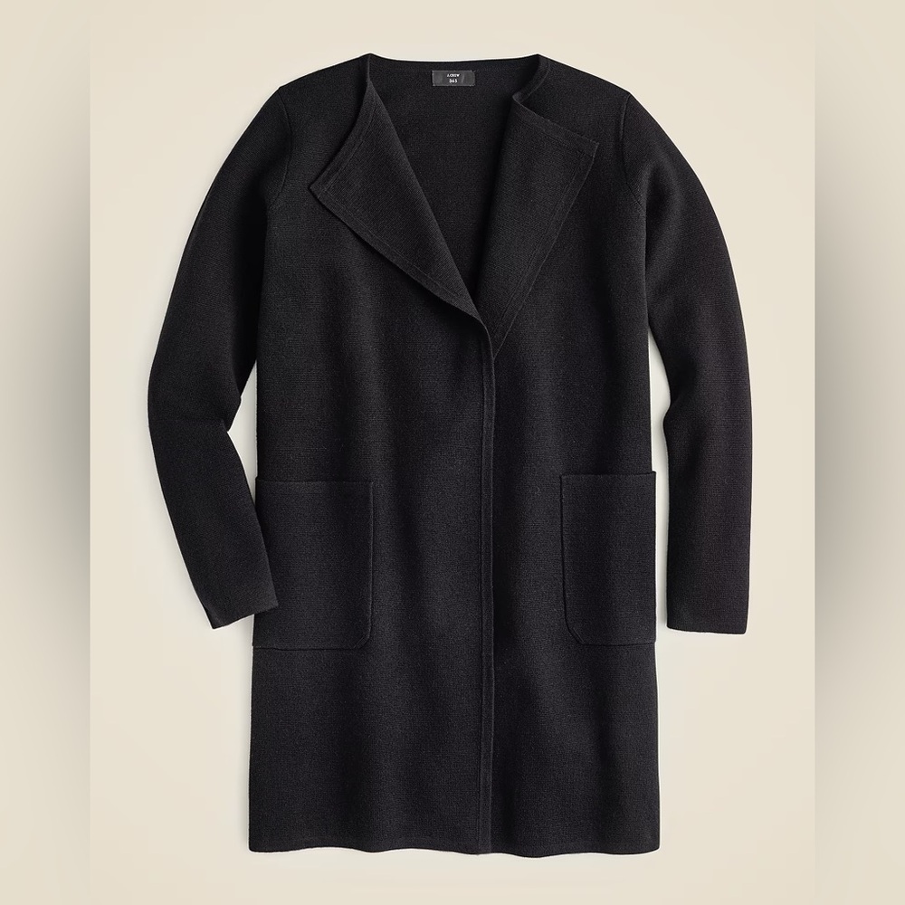 J crew Juliette collarless sweater blazer sz M black